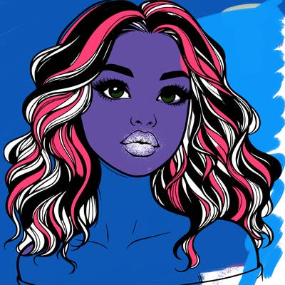 realistic girl with wavy hair and lips