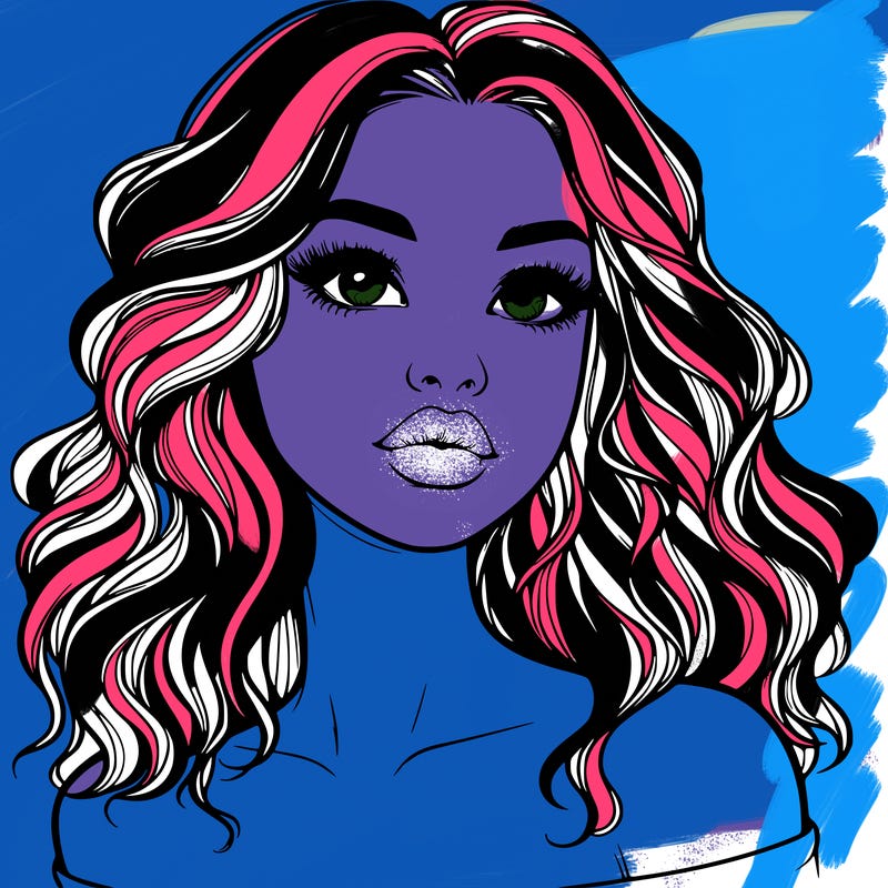 realistic girl with wavy hair and lips