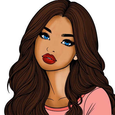 realistic girl with hair on her hair and lips