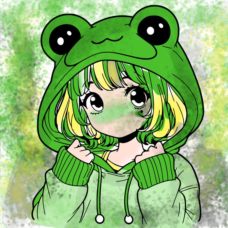 a cute teenage girl wearing a frog hoodie