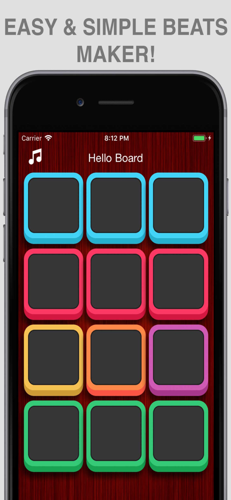 Easy Beats Maker & Music Drum - Easy Beats Maker mobile app interface showing a colorful 12-pad drum machine for creating music