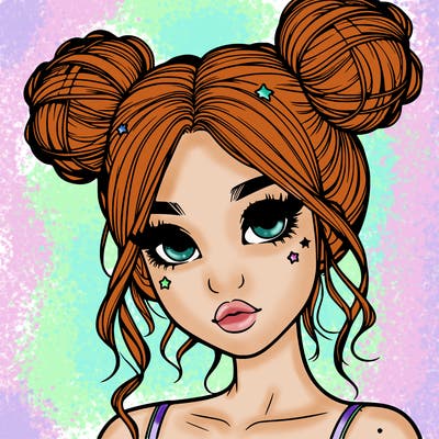 realistic girl with space buns