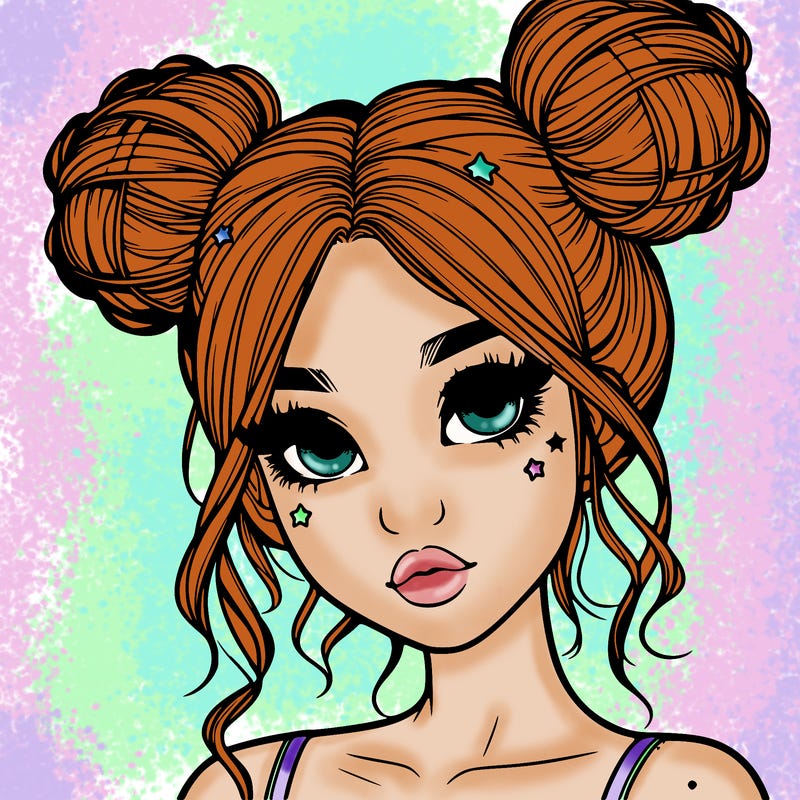 realistic girl with space buns