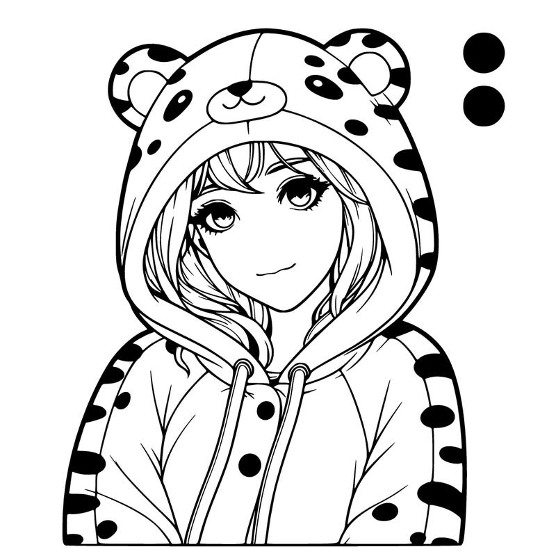 realistic girl in a animal pjs hoodie