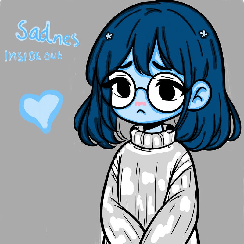 sad girl with glasses in a sweater