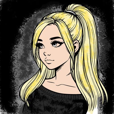 realistic girl with a high ponytail