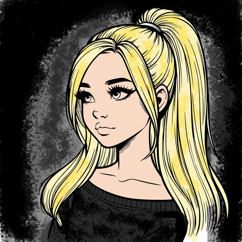 realistic girl with a high ponytail