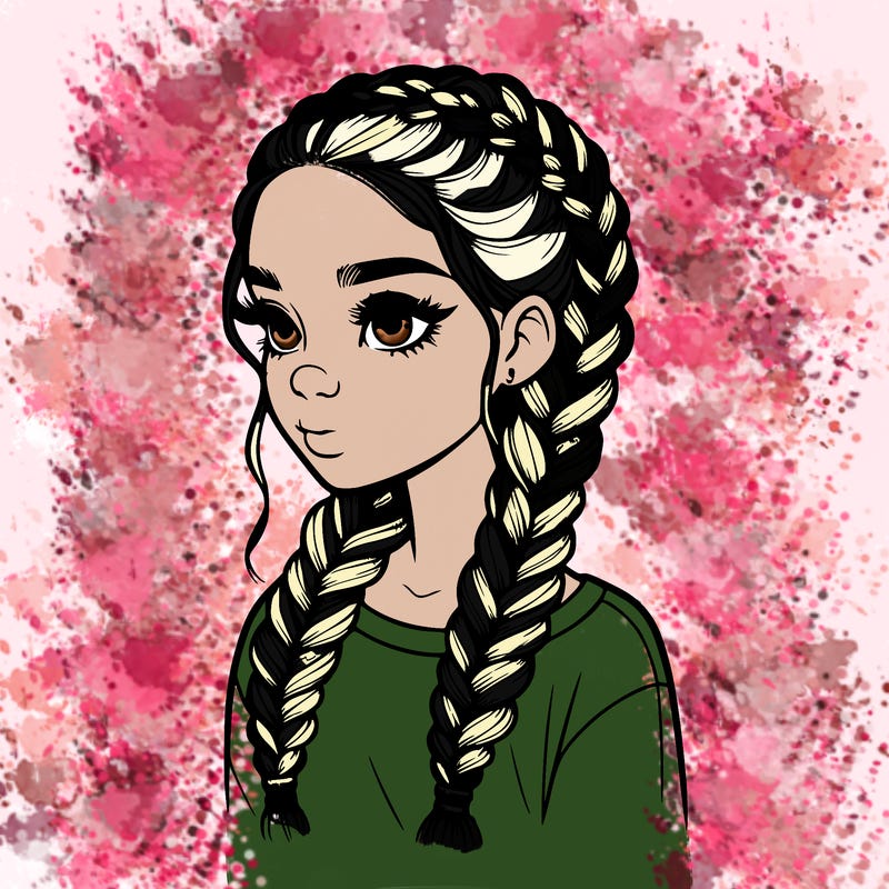 realistic girl with braids