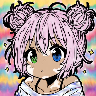 a manga girl with messy small buns
