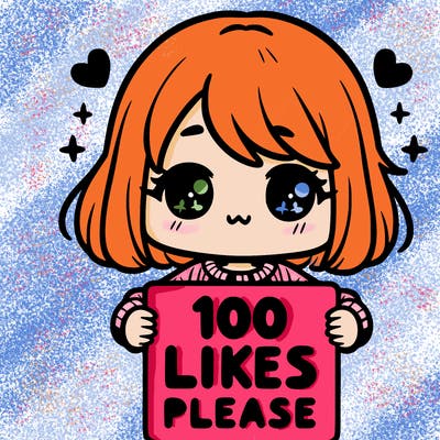 cute girl holding a sign saying 100 likes please