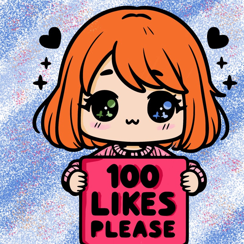 cute girl holding a sign saying 100 likes please