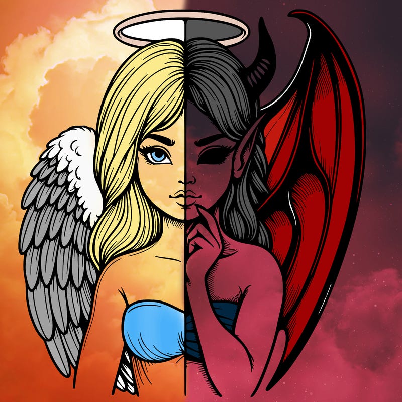 realistic angel half demon