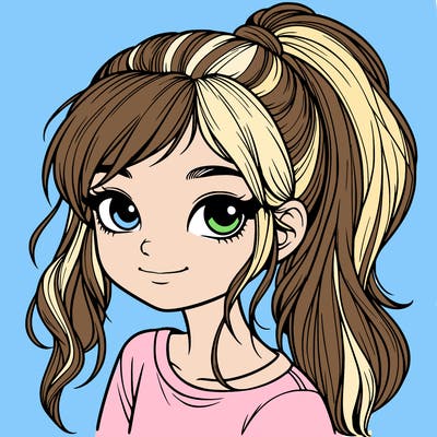 realistic girl with ponytail