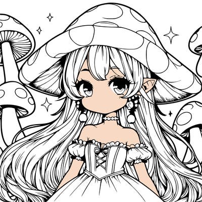 a magical mushroom girl realistic anime