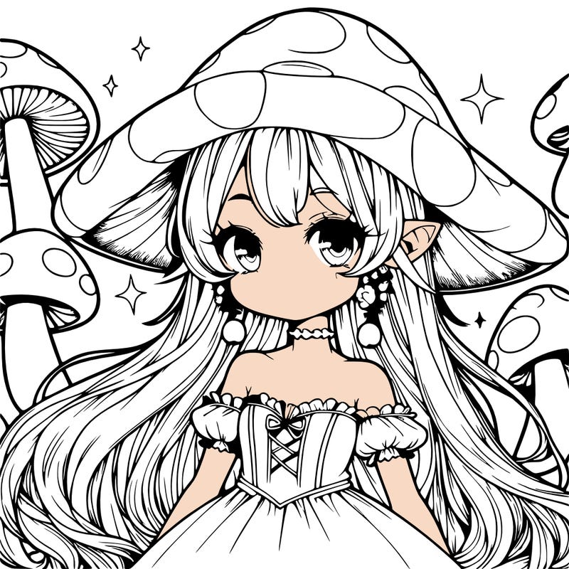 a magical mushroom girl realistic anime