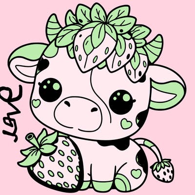 cute strawberry cow