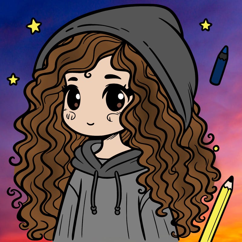girl with curly hair and hoodie