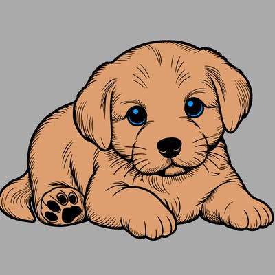 a cute realistic puppy