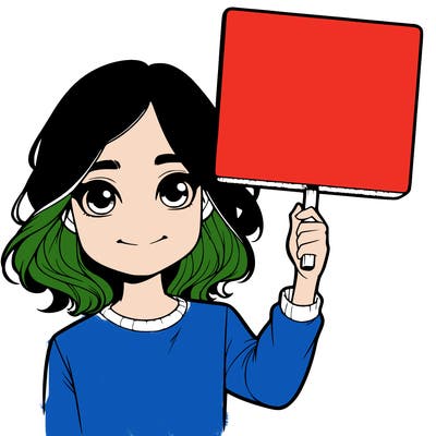 realistic girl holding up a sign