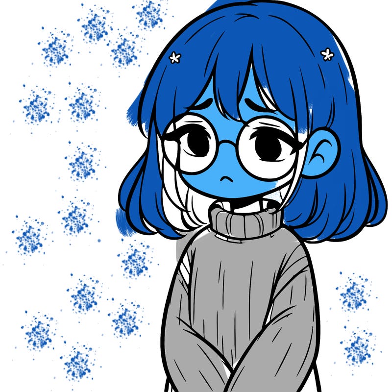 sad girl with glasses in a sweater