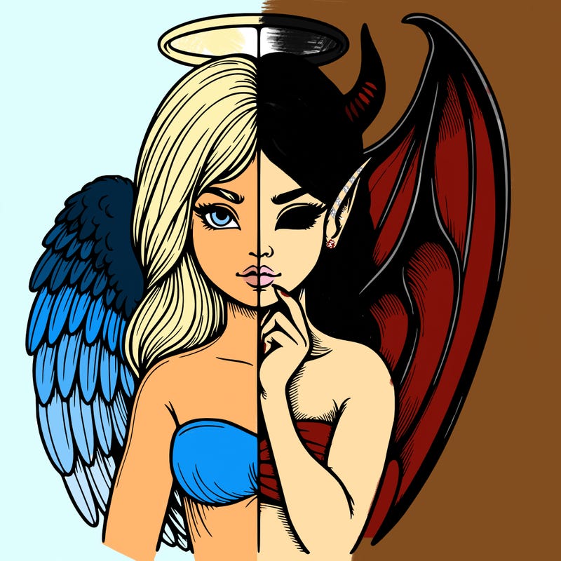 realistic angel half demon