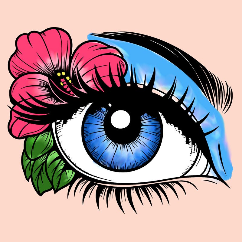 realistic eye with flower