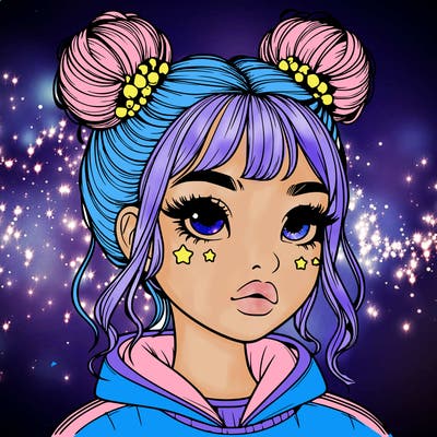 realistic girl with space buns
