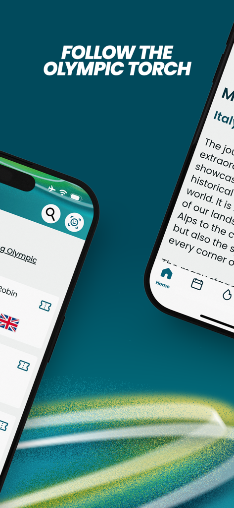 Mobile app interface showing the Olympic Torch relay tracking feature