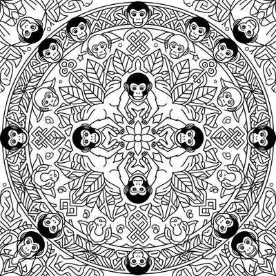 Unleash your inner artist with this captivating Capuchin Monkey Mandala coloring page, featuring intelligent new world monkeys nestled within a beautifully symmetrical radial design. Discover intricate patterns and playful primates, offering a delightful and engaging coloring experience for all skill levels.