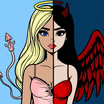 devil vs angel realistic girl