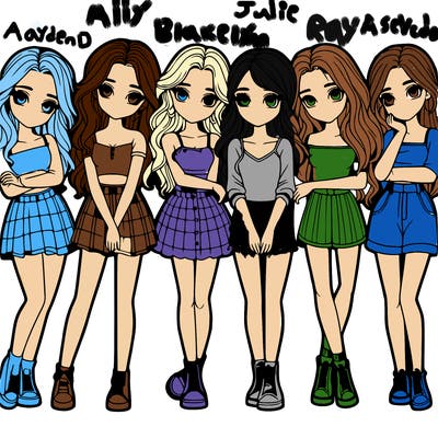 a group of girls realistic