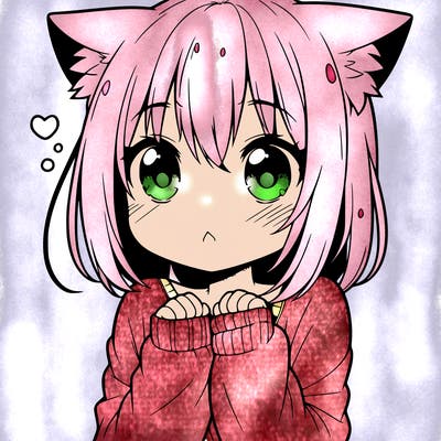 shy anime catgirl