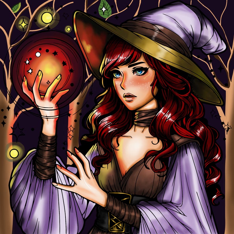 realistic women sorcerer using magic