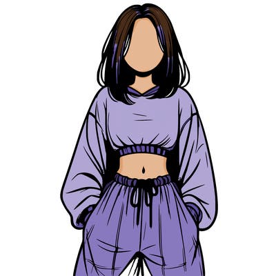 realistic girl faceless with baggy pants and a crop top
