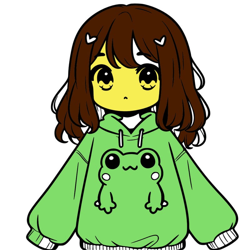 girl wearing frogging sweatshirt