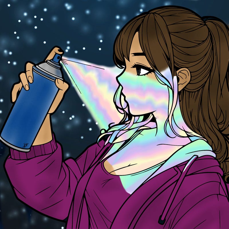 a realistic girl spray, painting