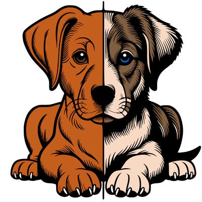 realistic dog split picture