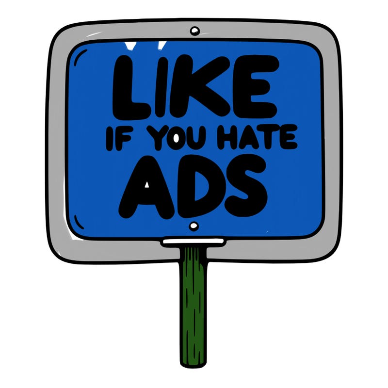 a sign that says like if you hate ads
