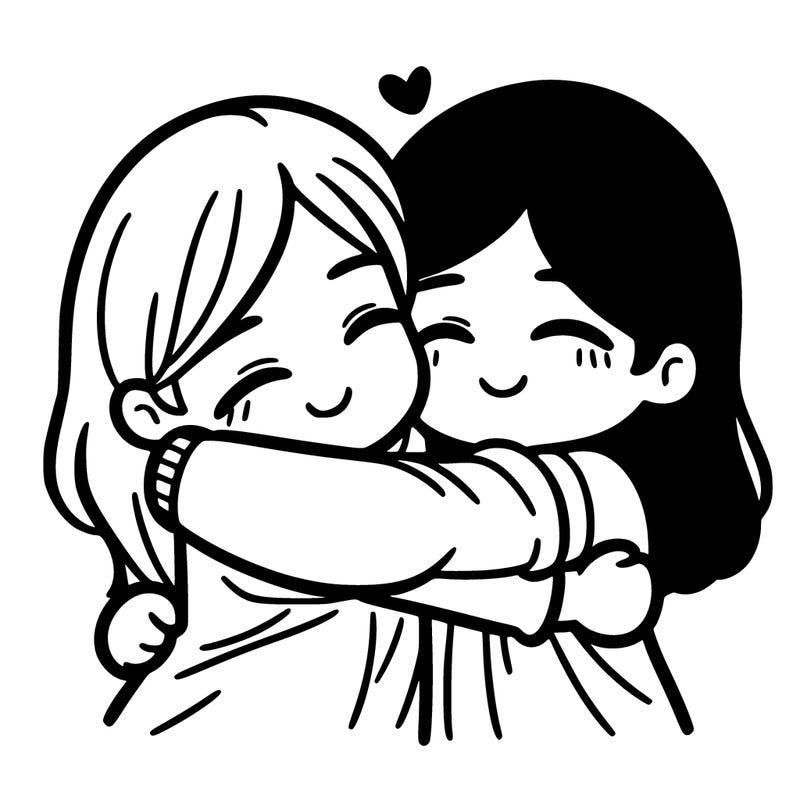two friends hugging each other