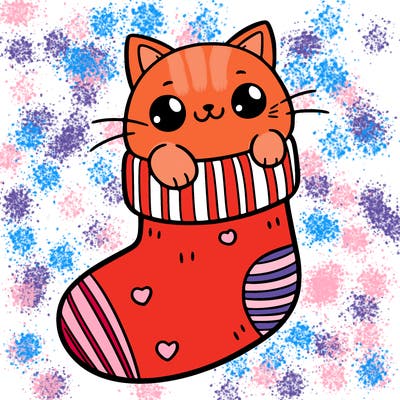 cute cat in a sock