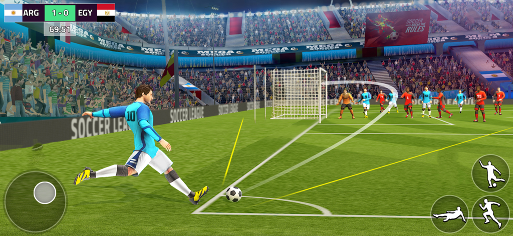 Real Soccer – Football Games - スタジアムでのコーナーキックを示すReal Soccer Football Gamesのゲームプレイ。