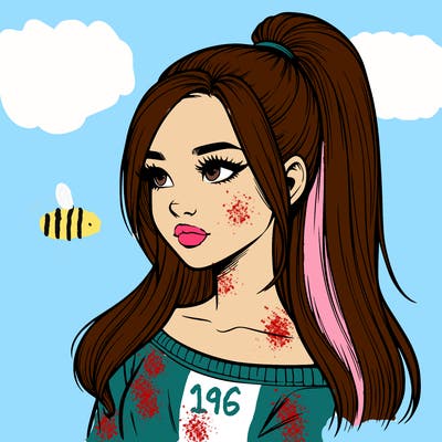 realistic girl with a high ponytail