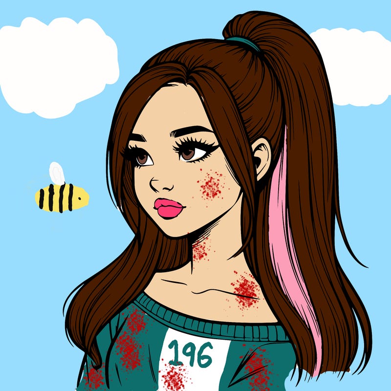 realistic girl with a high ponytail