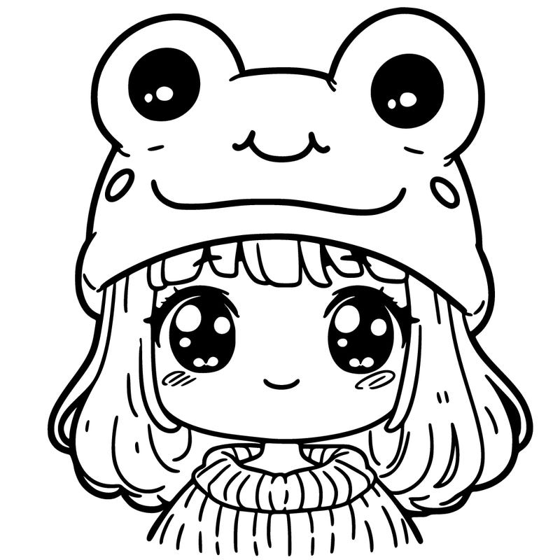 a girl with a frog hat