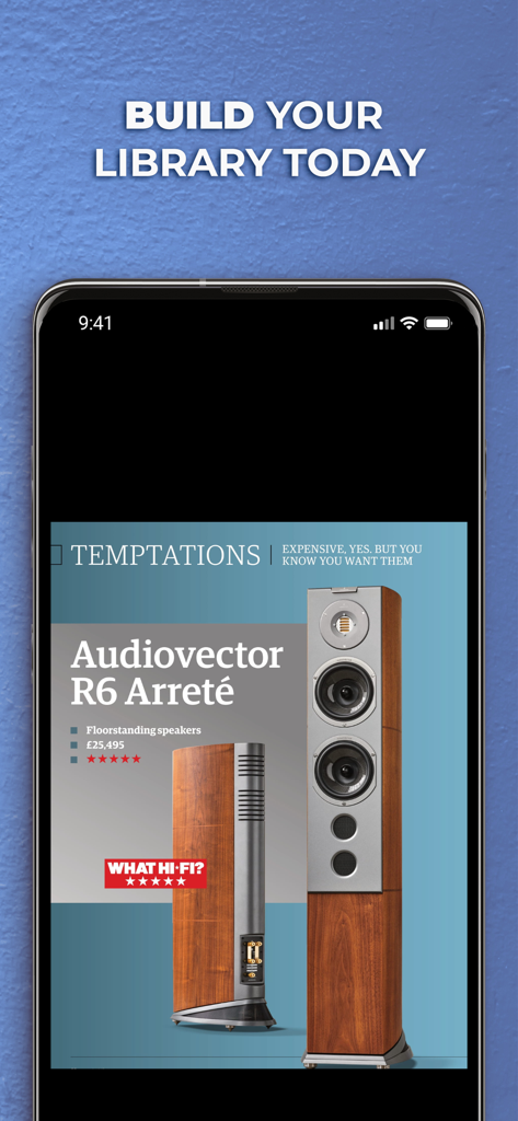 Reseña de altavoces de alta gama en la aplicación What Hi-Fi magazine