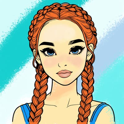 realistic girl with braids