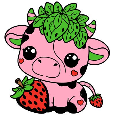 cute strawberry cow