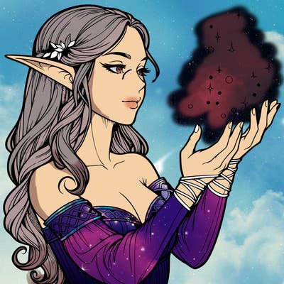 realistic elf girl doing magic