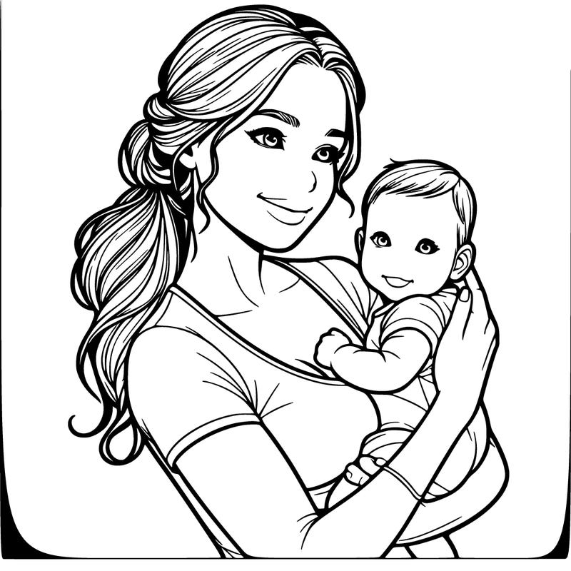 realistic woman holding a realistic baby