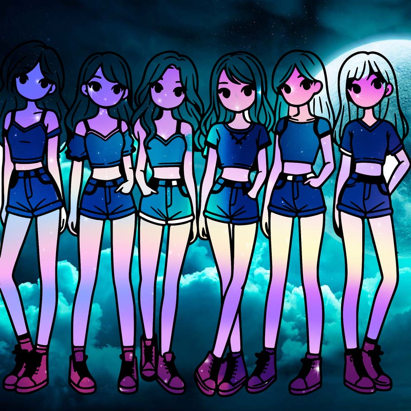 a group of girls wearing crop tops and shorts